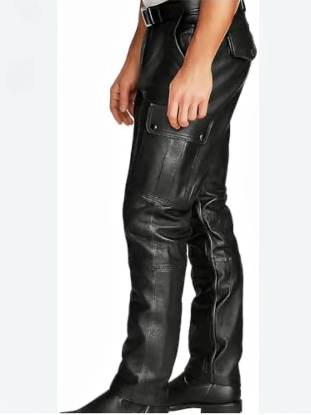 Aldo vintage Leather Cargo Pant. Leather Cargo Pants Black Size 34